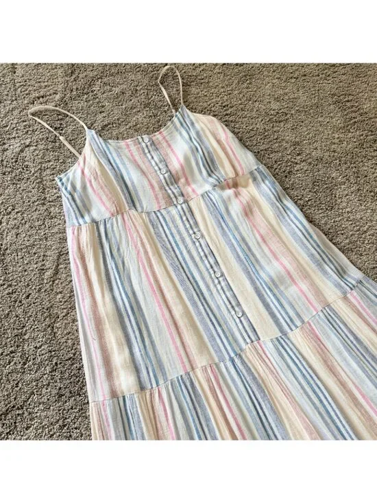 Anthropologie Splendid Maxi Dress Stripe Adjustable Spaghetti Straps size Medium - Picture 3 of 12
